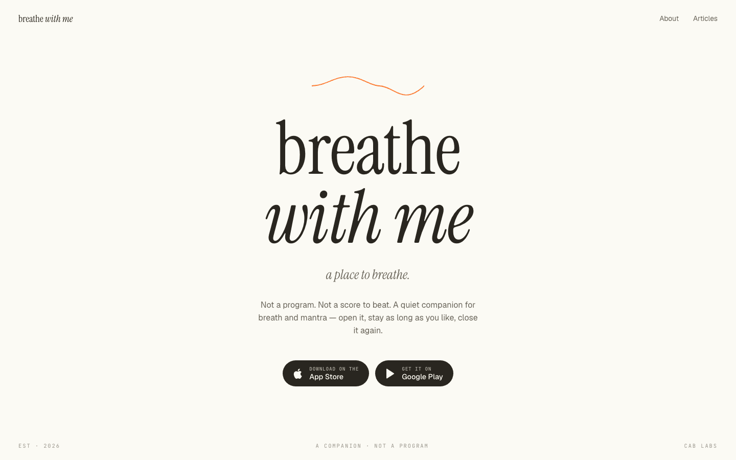 Breathe With Me homepage screenshot