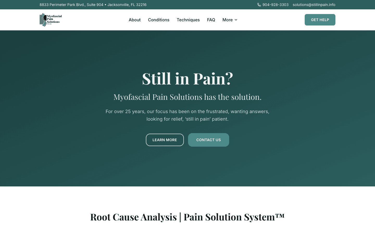 Still in Pain redesigned homepage